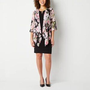 R & K Originals Faux-Jacket Dress, Womens Size 14, Black NWT